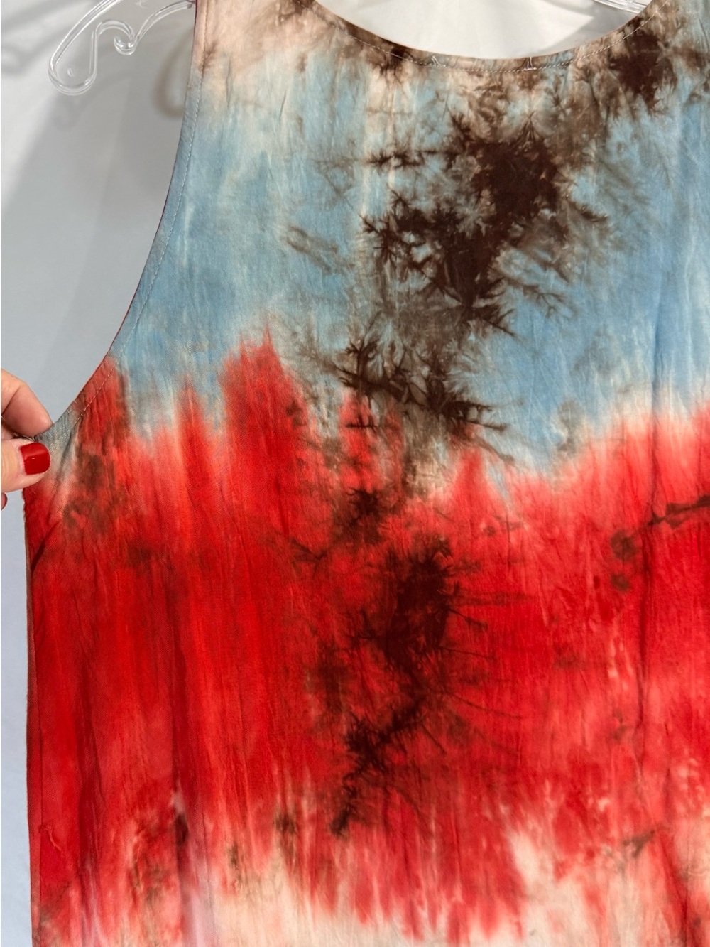Entro Vibrant Tie Dye Tank Top With Ruffled Tiers With Crochet Trim Detailing - Picture 8 of 11